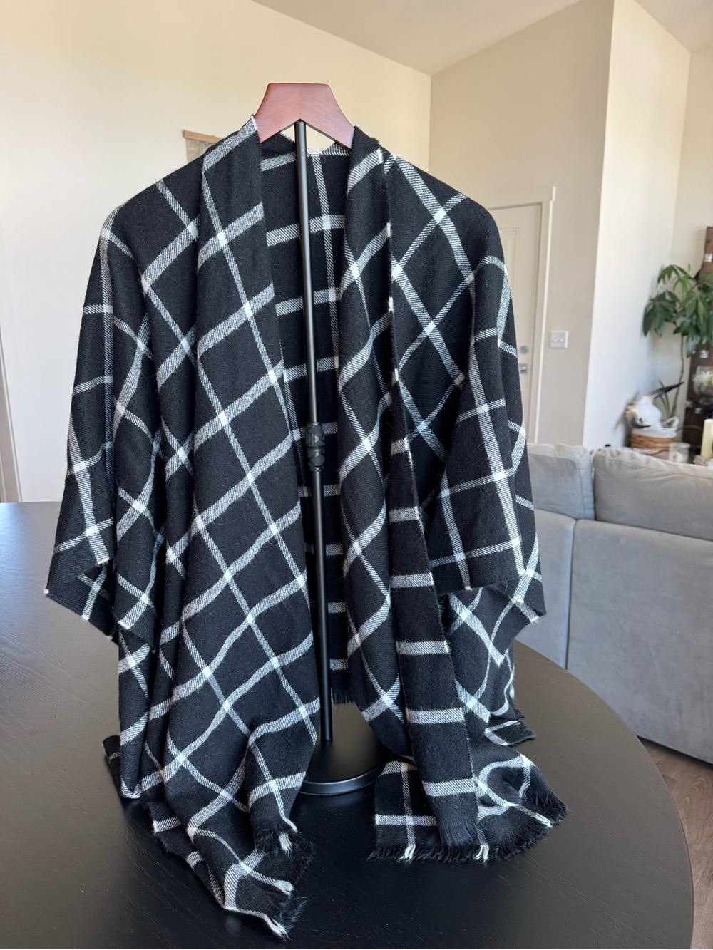 Black & White Windowpane Plaid Wrap